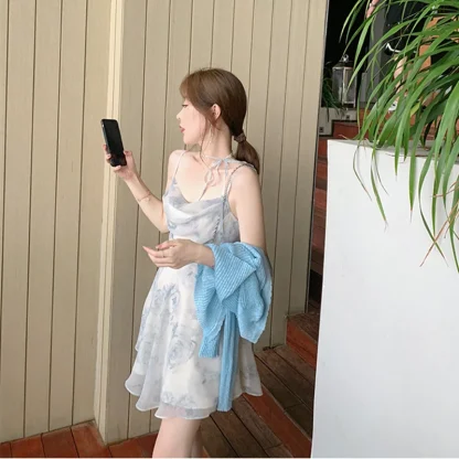 Floral Spaghetti Strap Summer Dress - Image 4