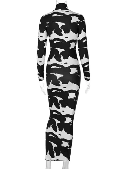 Turtleneck Cow Print Summer Dress - Image 5
