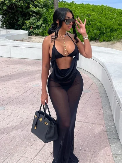 Sexy See-Through Halter Summer Dress