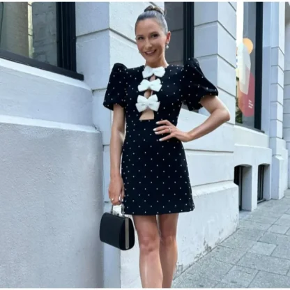 Puff Sleeve Bow Summer Dress