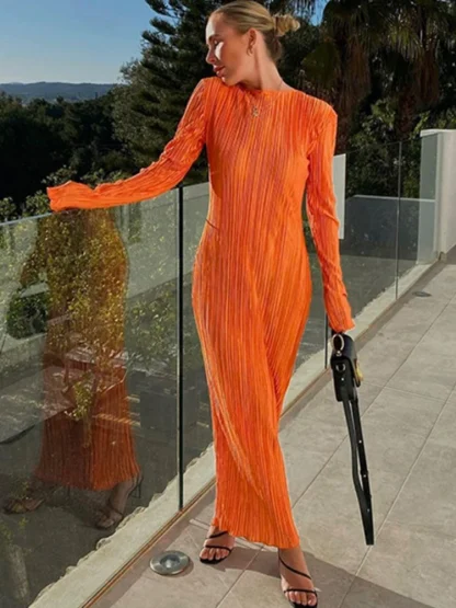 Solid Flare Sleeves Summer Dress - Image 3
