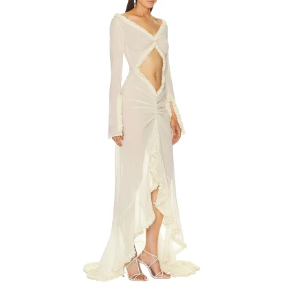 Hollow Out Sheer Summer Dress - Image 4