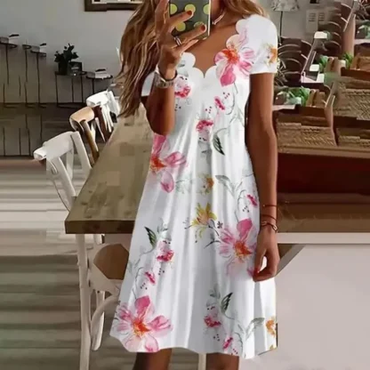 Floral Printed V-Neck Summer Dress - Image 5