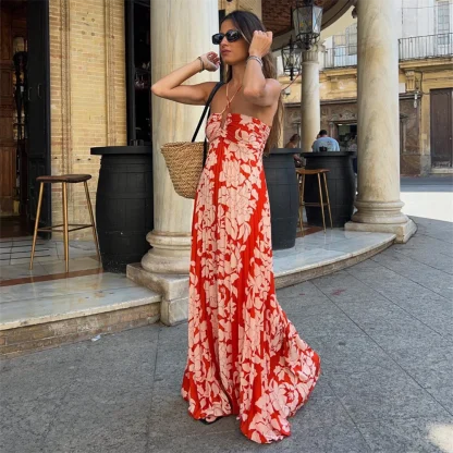 Hanging Neck Long Summer Dress