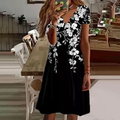Floral Printed V-Neck Summer Dress - Image 4