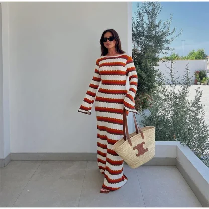 Backless Striped Summer Dress
