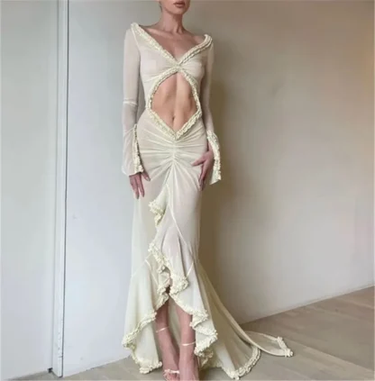 Hollow Out Sheer Summer Dress - Image 2