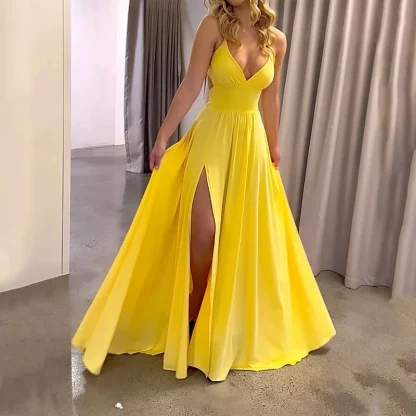 V-Neck High Slit Summer Dress - Image 2