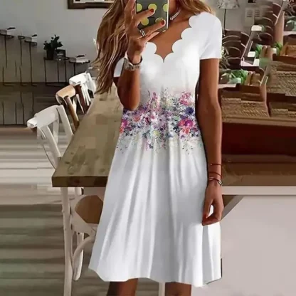 Floral Printed V-Neck Summer Dress - Image 3