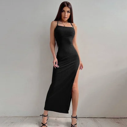 Strappy Back Slit Summer Dress