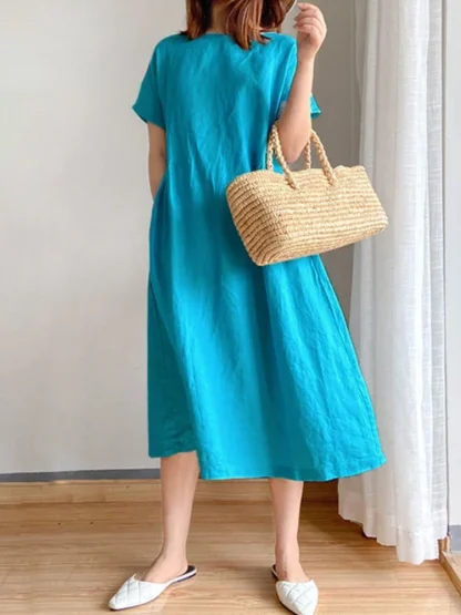 Loose Short Sleeve Summer Dress - Image 4