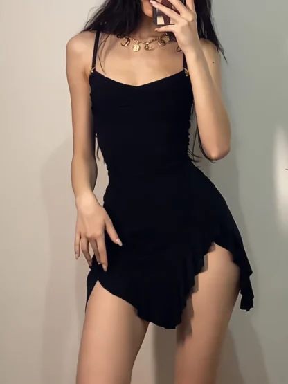 Sexy Ruffle Slit Mini Summer Dress - Image 2