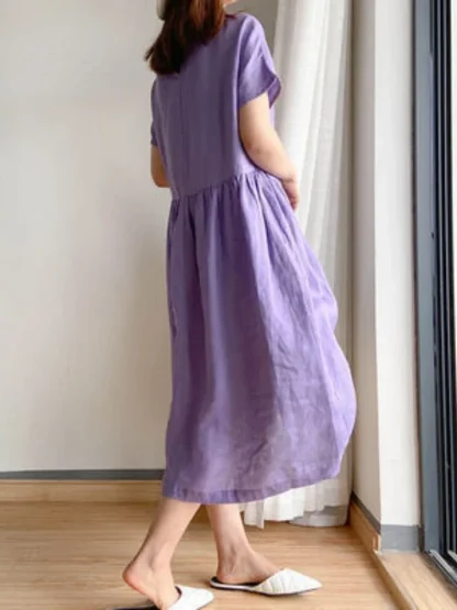 Loose Short Sleeve Summer Dress - Image 6