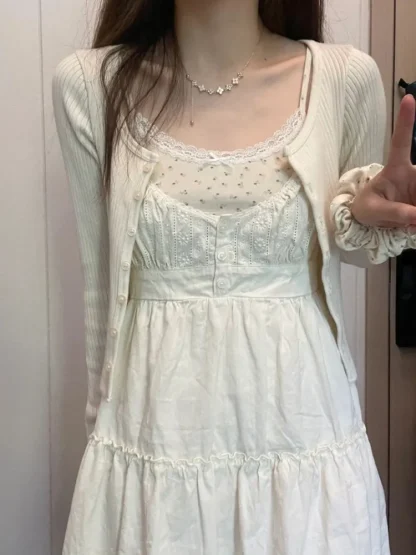 Casual Lace Spliced Summer Dress - Image 3