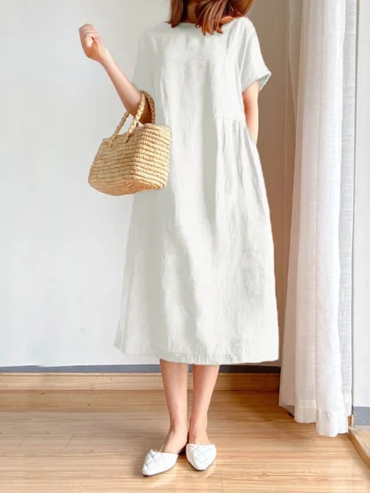 Loose Short Sleeve Summer Dress - Image 5