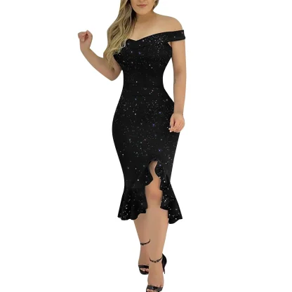 Off-Shoulder Sequin Summer Dress