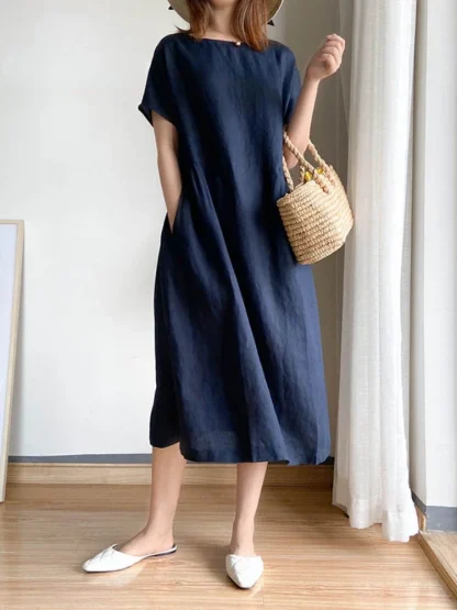 Loose Short Sleeve Summer Dress - Image 3