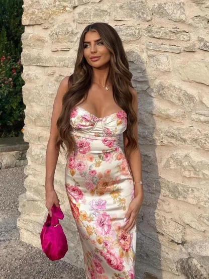 Floral Print Bodycon Party Summer Dress - Image 4