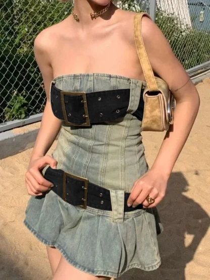 Strapless Denim Summer Dress - Image 6