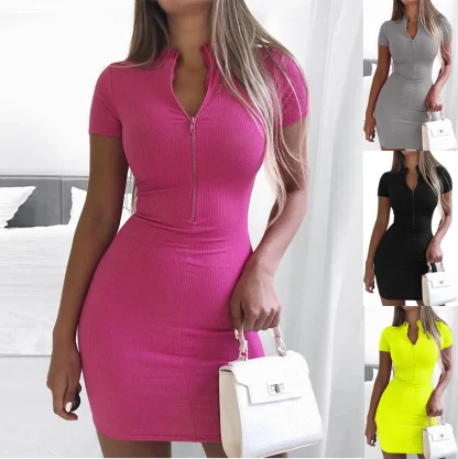 Spring Zipper Hip Summer Dress - Image 4