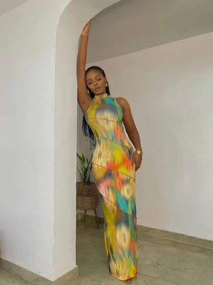 Colorful Tie-Dye Maxi Summer Dress