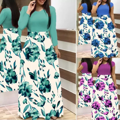 Floral Print Color Block Summer Dress - Image 6