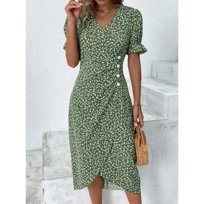 Chic Floral V-Neck Summer Dress