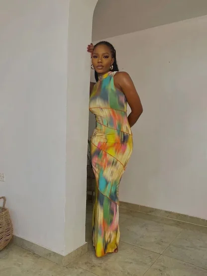 Colorful Tie-Dye Maxi Summer Dress - Image 2