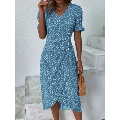 Chic Floral V-Neck Summer Dress - Image 2