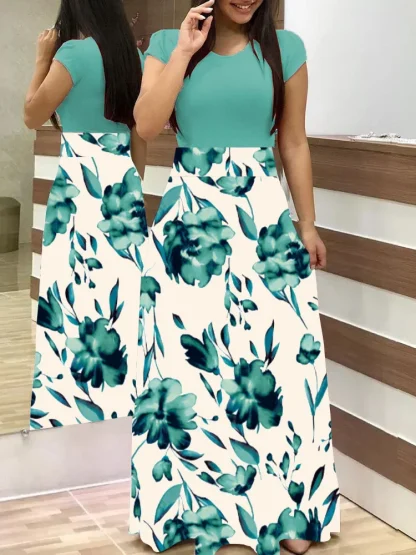 Floral Print Color Block Summer Dress - Image 5