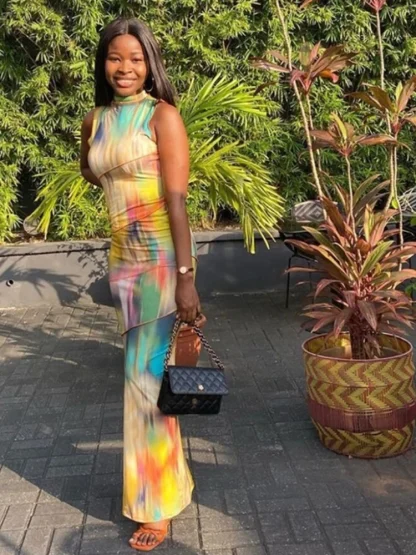 Colorful Tie-Dye Maxi Summer Dress - Image 6