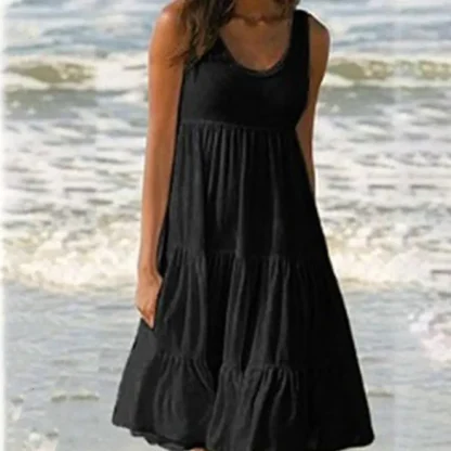 Loose-Fit O Neck Summer Dress
