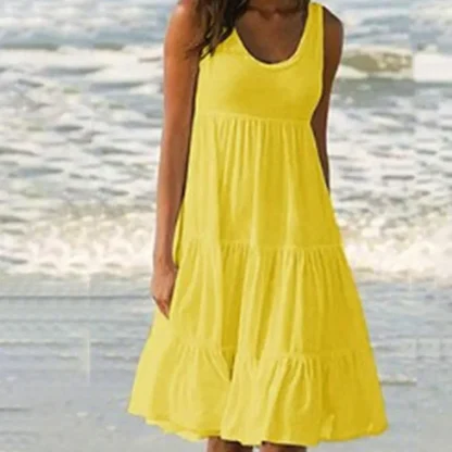 Loose-Fit O Neck Summer Dress - Image 4