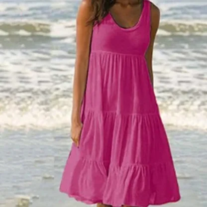 Loose-Fit O Neck Summer Dress - Image 2