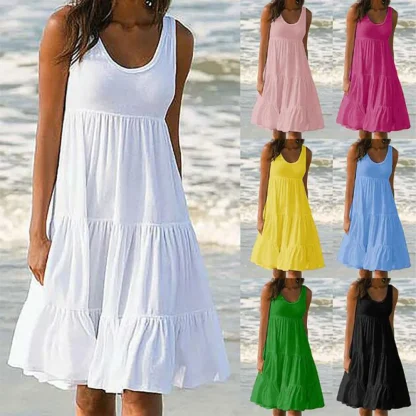 Loose-Fit O Neck Summer Dress - Image 6