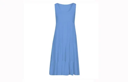 Loose-Fit O Neck Summer Dress - Image 5