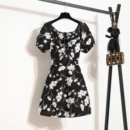 Floral Chiffon Mini Summer Dress - Image 3