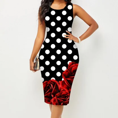 Wrapped Hip Print Summer Dress - Image 4