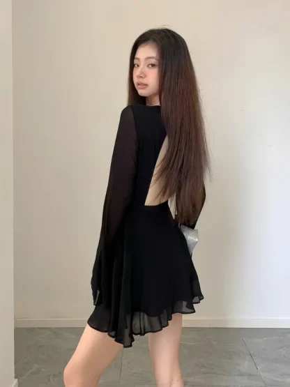 Hollow Out Mesh Mini Summer Dress - Image 2
