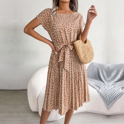 Short Sleeve Pleated Summer Dress - Image 3