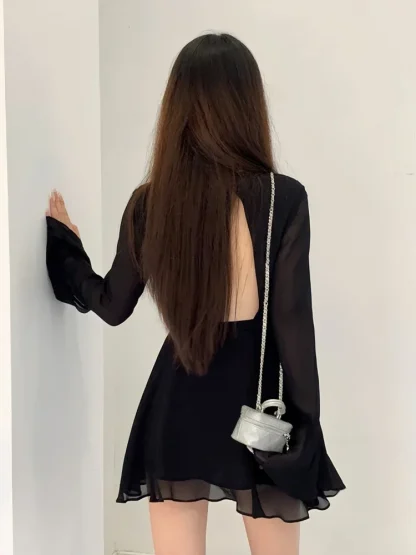 Hollow Out Mesh Mini Summer Dress - Image 4