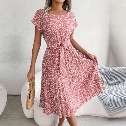 Short Sleeve Pleated Summer Dress - Image 4