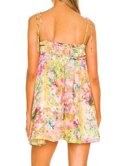 Floral Ruched Mini Summer Dress - Image 6