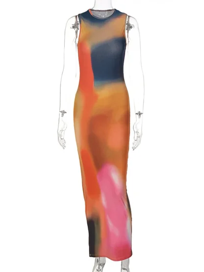 Tie-Dye Summer Dress with Slits - Image 6