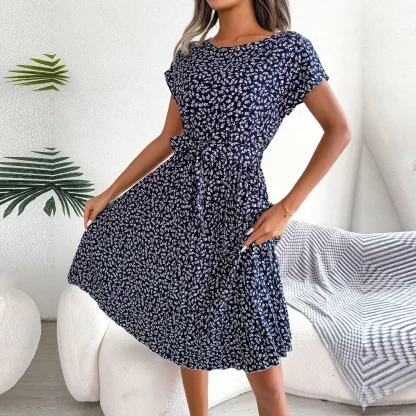 Short Sleeve Pleated Summer Dress - Image 6