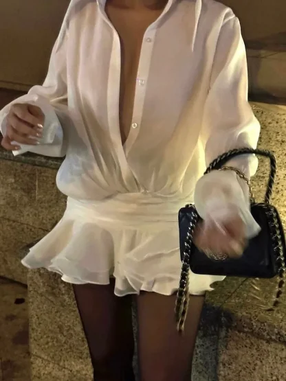 Loose Pleated Mini Summer Dress - Image 4