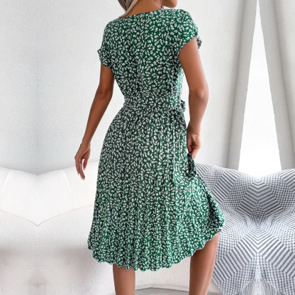 Short Sleeve Pleated Summer Dress - Image 2