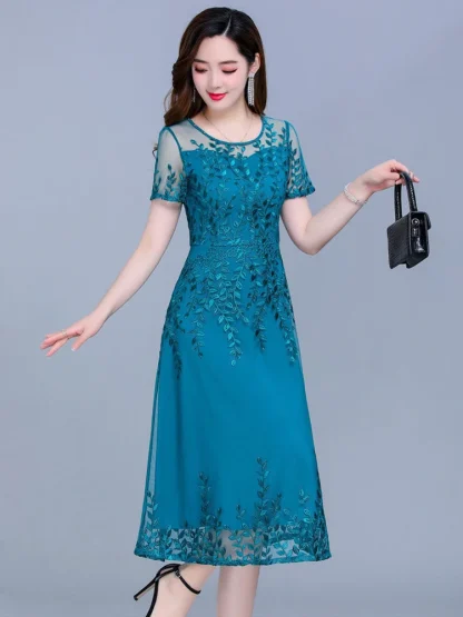 Chiffon Mesh Midi Summer Dress - Image 4