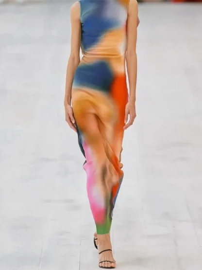 Tie-Dye Summer Dress with Slits - Image 4